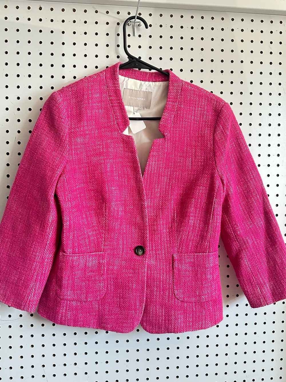 Banana Republic Bright Pink Tweed Single-Button Blazer